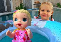 Diana and her super fun day with Baby Doll 2