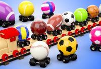 Wooden Train Sports Balls Monster Trucks Toys to Learn Colors for Children - 3D Kids Toddler Video 2