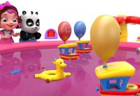 Pinky and Panda Fun Play with Balloon Boats Racing Kids Toddler Educational Learning Video 16