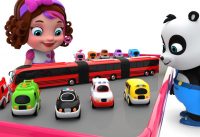 Pinky and Panda Fun Play With Little Bus and Street Vehicles 2