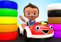 Rainbow Racing Track with Little Baby Car Race to Learn Colors for Children - 3D Kids Toddler Video 1