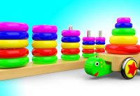 Wooden Turtle Vehicle Colours Stack Rings for Kids to Learning Colors - 3D Kids Toys for Babies 1