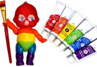 Learn Colors Finger Family Nursery Rhymes Baby Doll Body Paint & Play Doh Squishy Toy Cake for Kids 5