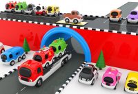 Colors for Children to Learn with Car Transporter Toy Street Vehicles - Educational Videos 3