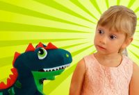 Alena has grown a large Dinosaur Alena and Pasha pretend play video for kids by Chiko TV 12