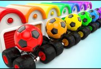 Learn Colors for Children with SoccerBalls MonsterTrucks Vehicles Parking 3D Kids Learning Education 3