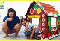 24 hours challenge overnight in the Christmas gingerbread Playhouse outside!!! 8