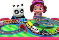 Pinky and Panda Fun Play with Toy Street Vehicles - Learning Colors Videos 2