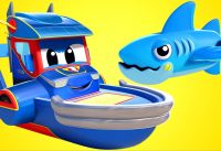 Truck videos for kids - SHARKS versus SUPER BOAT - Super Truck in Car City ! 5