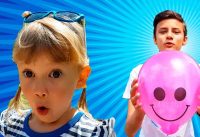 Alena and Pasha outdoor pretend play with Baloons video for kids by Chiko TV 9