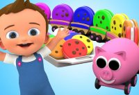 Pig Train Color Biscuits Toy Set 3D - Learning Colors for Children Kids Educational Baby Play Toys 2