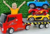 Chris plays with toy cars and trucks - Funny stories for kids 20