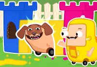 How to look after a puppy? The Wheelzy Family cartoon for kids with baby trucks for kids 11