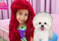 Alice Pretend to be a real little mermaid and Play with Princess Puppy 1