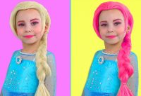 Alice makes a new Haircut and colored hair for Princesses Elsa and Anna 2