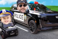 Chris rides on toy police car - Kids stories about good behavior and rules 16