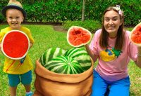 Chris and mom learn how to harvest fruits and vegetables and feeding the animals at the farm 1