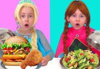 Elsa & Anna toddlers Pretend Play eat Healthy Food for Kids| Funny Kids Video 7